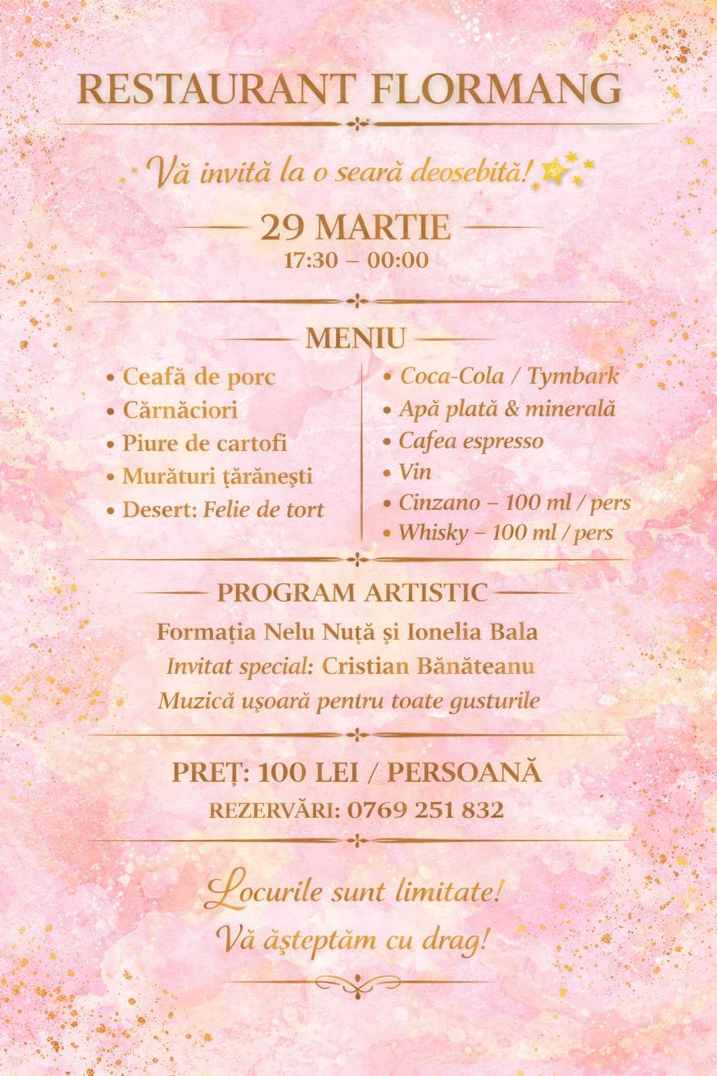 Seară Deosebită la Restaurant Flormang